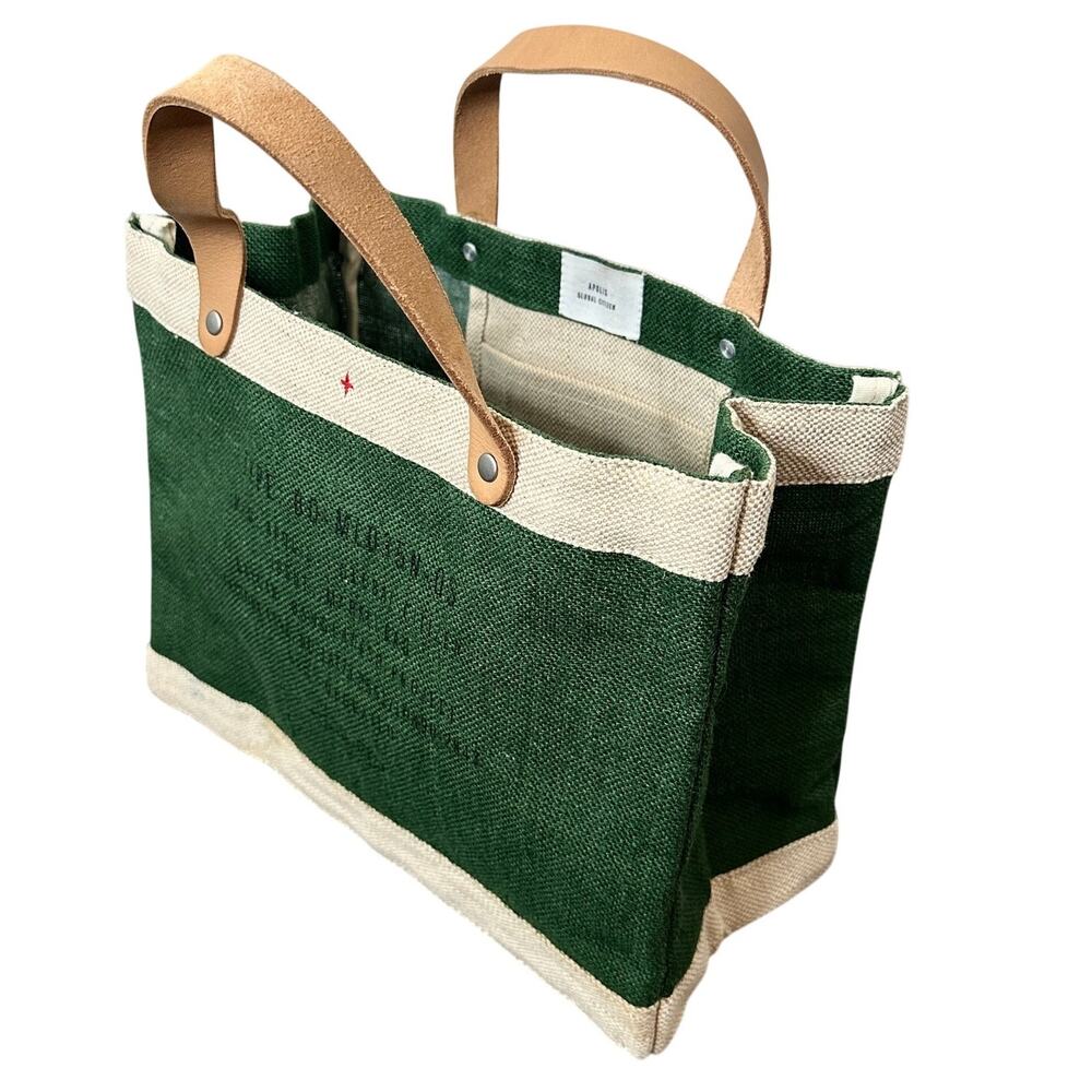 Apolis Global Citizen Magnolia Market Green Tote Bag 100% Natural Golden Jute - Picture 15 of 15